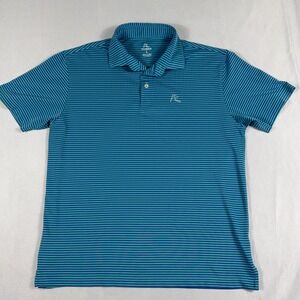 Rhoback Performance Polo Shirt Striped Stretch Short Sleeve Large